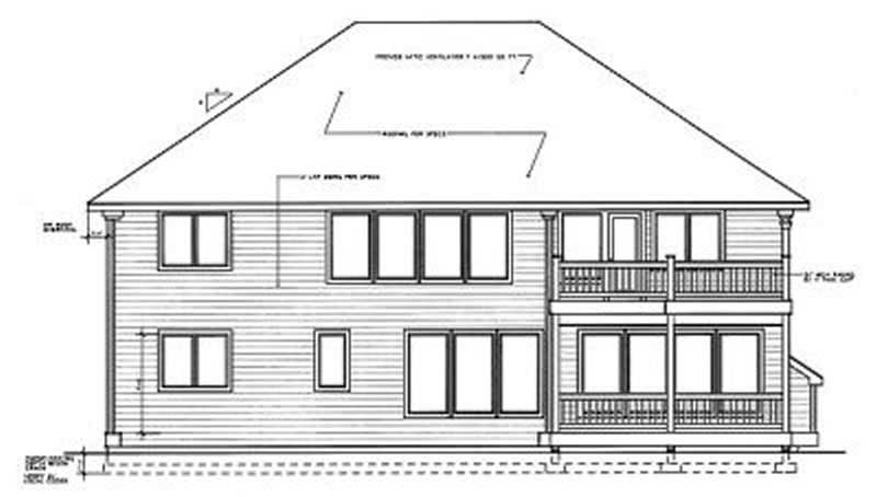 Home Plan Rear Elevation of this 4-Bedroom,3018 Sq Ft Plan -119-1161