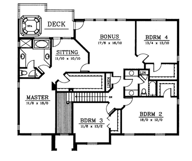 Floor Plan Second Story of Contemporary Plan #119-1161
