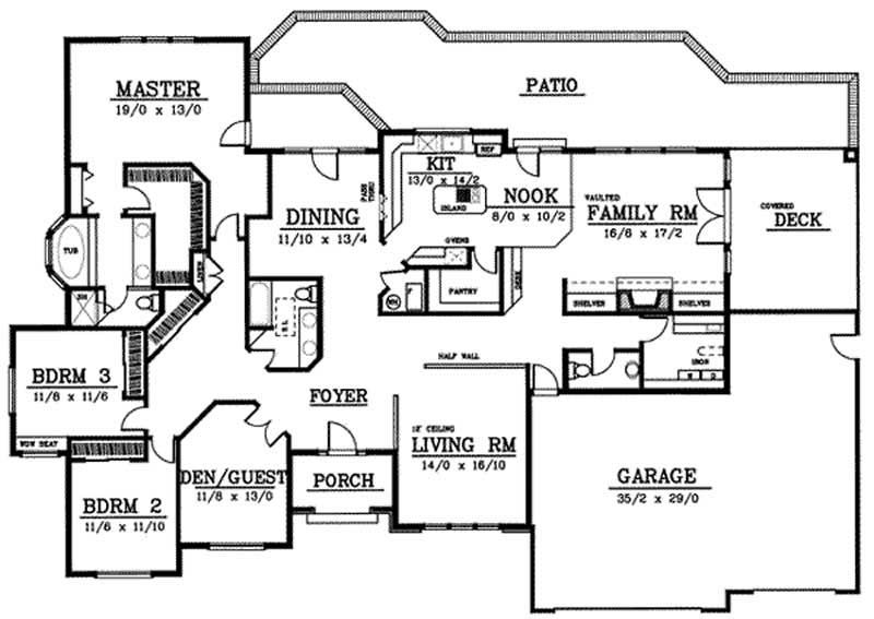 Floor Plan First Story of Prairie Plan #119-1162