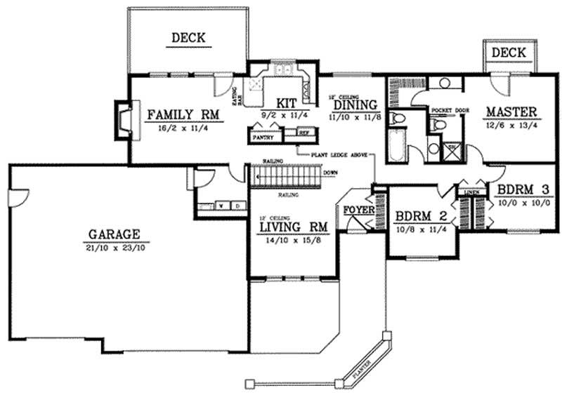 Floor Plan First Story of Ranch Plan #119-1166