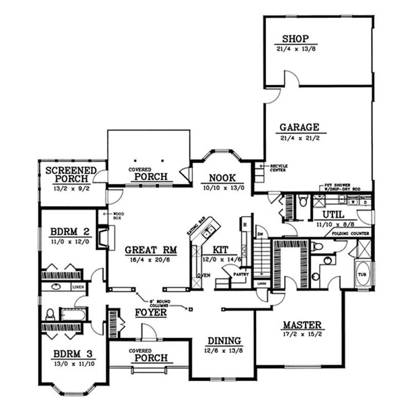 Floor Plan First Story of Country Plan #119-1167