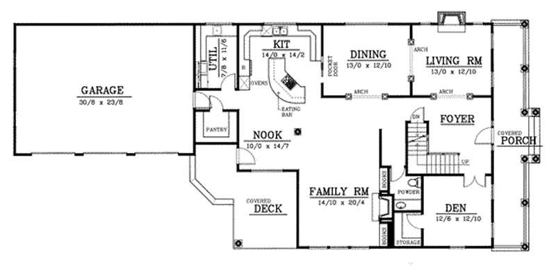 Floor Plan First Story of Colonial Plan #119-1168