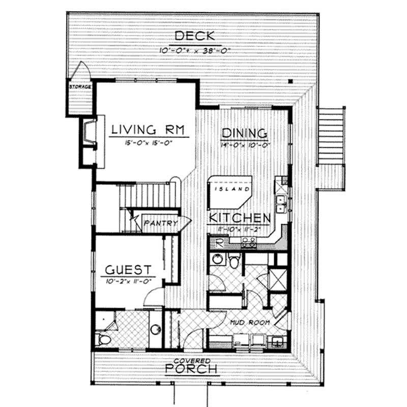 Floor Plan First Story of Country Plan #119-1171