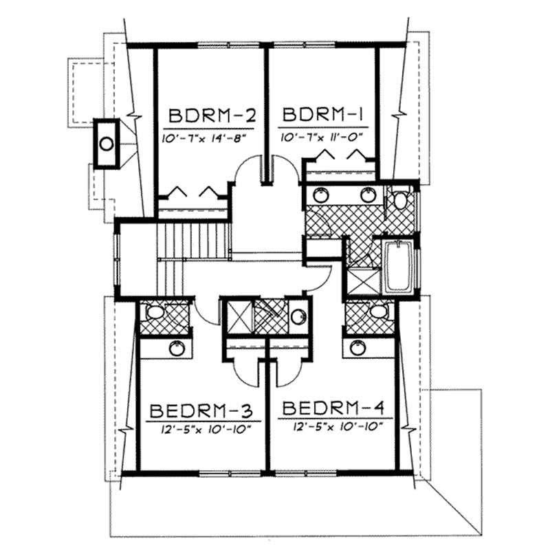 Floor Plan Second Story of Country Plan #119-1171