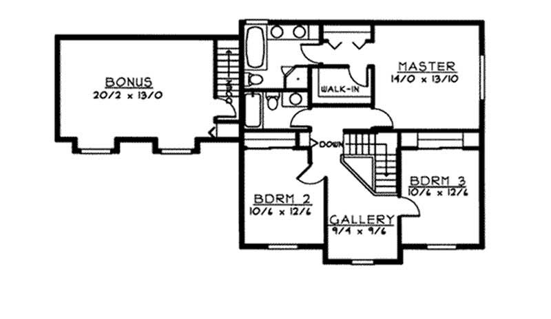 Floor Plan Second Story of French Plan #119-1172