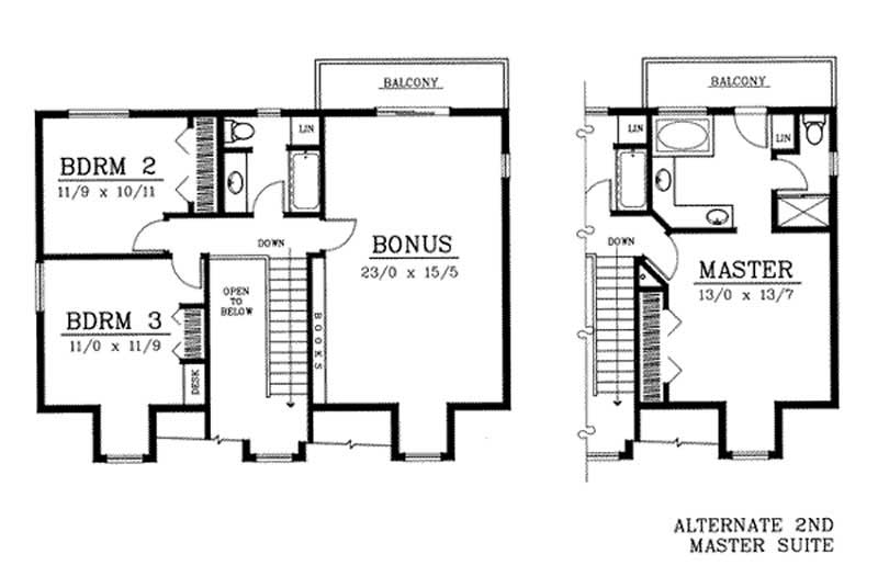 Floor Plan Second Story of Country Plan #119-1174