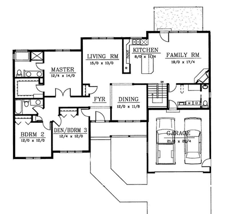 Floor Plan First Story of Ranch Plan #119-1175