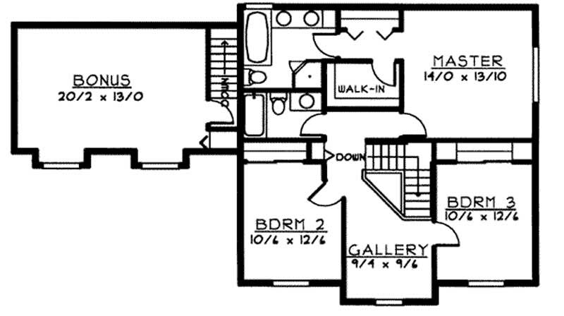 Floor Plan Second Story of Country Plan #119-1176