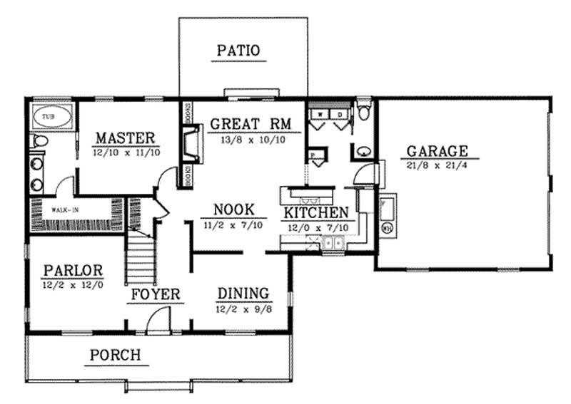 Floor Plan First Story of Country Plan #119-1177