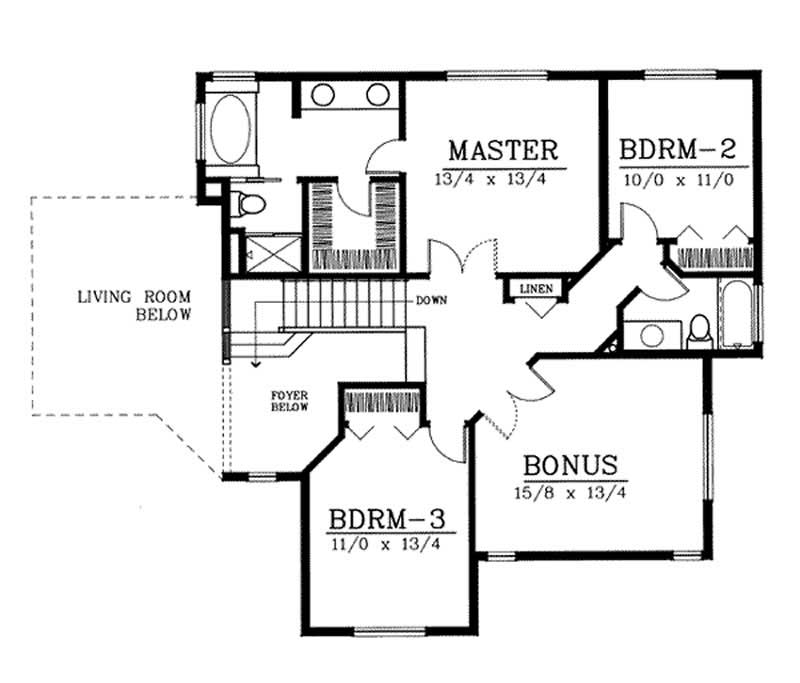 Floor Plan Second Story of Contemporary Plan #119-1179