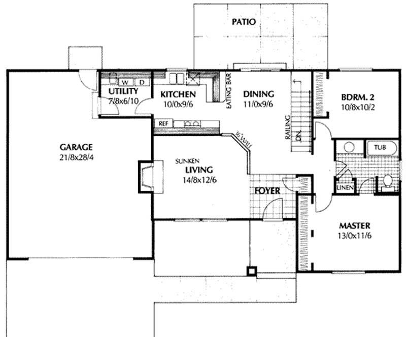 Floor Plan First Story of Ranch Plan #119-1180