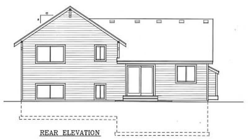 Home Plan Rear Elevation of this 3-Bedroom,1224 Sq Ft Plan -119-1182