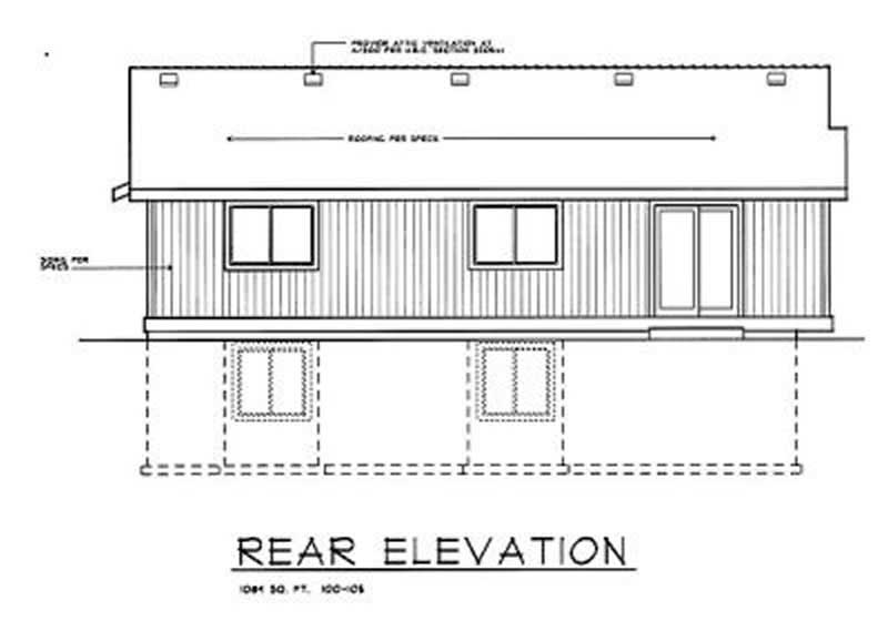 Home Plan Rear Elevation of this 2-Bedroom,1084 Sq Ft Plan -119-1184