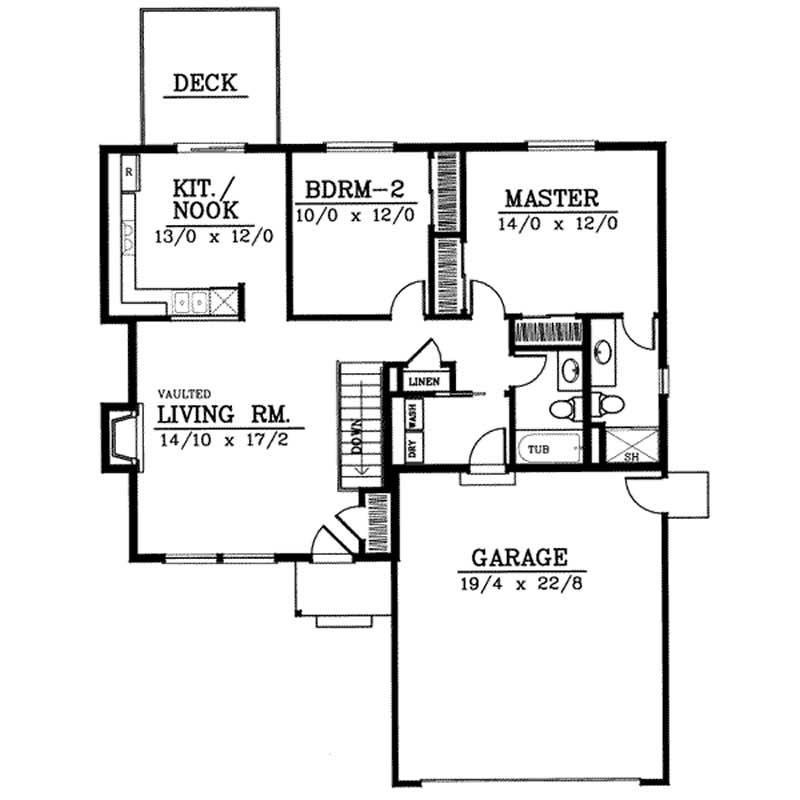 Floor Plan First Story of Ranch Plan #119-1184