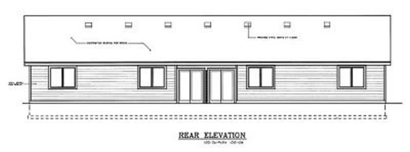 Home Plan Rear Elevation of this 2-Bedroom,1021 Sq Ft Plan -119-1185