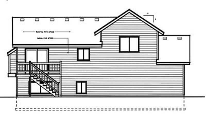 Home Plan Rear Elevation of this 3-Bedroom,983 Sq Ft Plan -119-1186