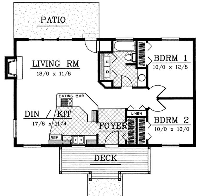 Floor Plan First Story of Ranch Plan #119-1187