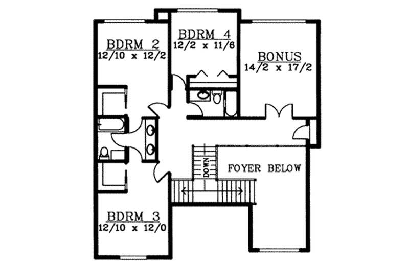 Floor Plan Second Story of European Plan #119-1189