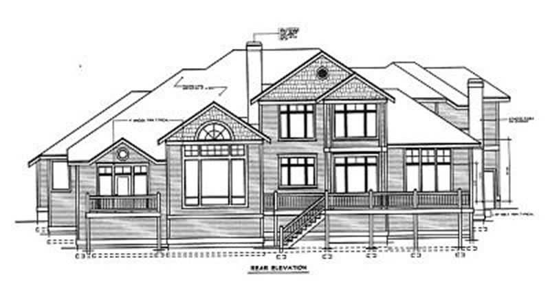 Home Plan Rear Elevation of this 4-Bedroom,4701 Sq Ft Plan -119-1190