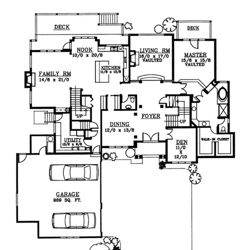 Floor Plan First Story of Craftsman Plan #119-1190
