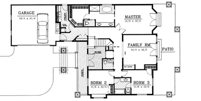 Floor Plan First Story of Country Plan #119-1191