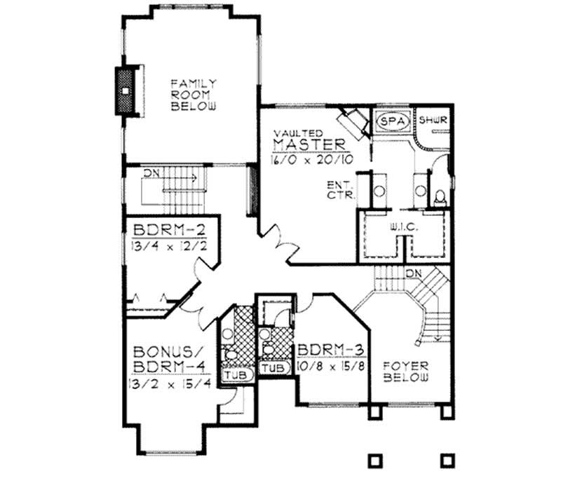 Floor Plan Second Story of Contemporary Plan #119-1192