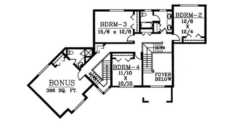Floor Plan Second Story of European Plan #119-1193