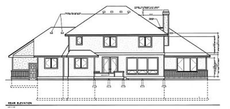 Home Plan Rear Elevation of this 5-Bedroom,3419 Sq Ft Plan -119-1195
