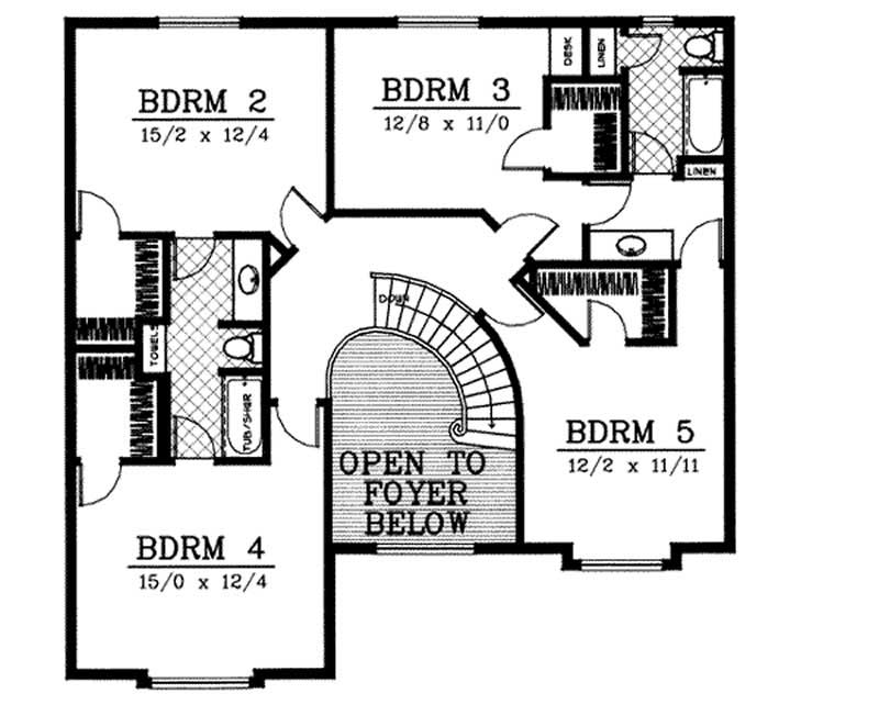 Floor Plan Second Story of European Plan #119-1195