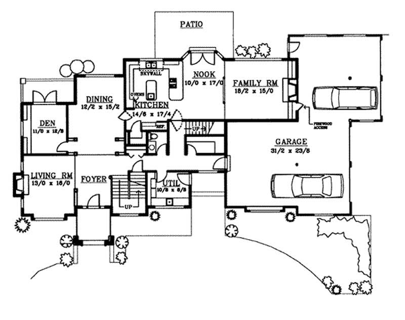 Floor Plan First Story of European Plan #119-1198