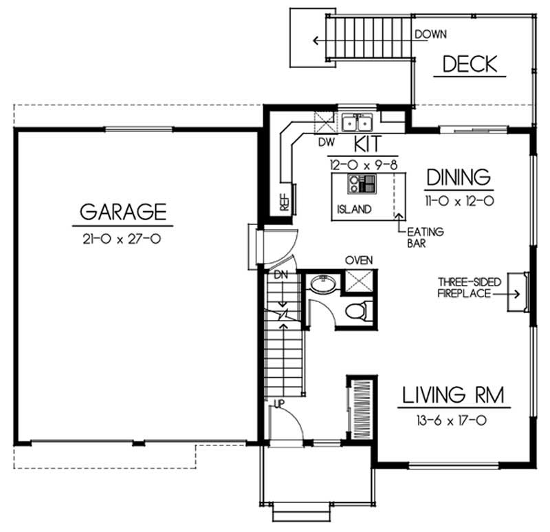 Floor Plan First Story of Ranch Plan #119-1199
