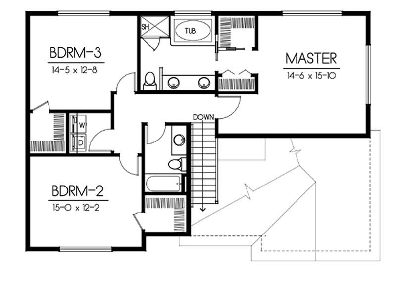 Floor Plan Second Story of Ranch Plan #119-1199