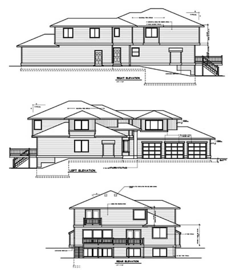 Home Plan Rear Elevation of this 4-Bedroom,3408 Sq Ft Plan -119-1201
