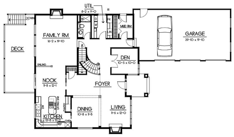 Floor Plan First Story of European Plan #119-1201