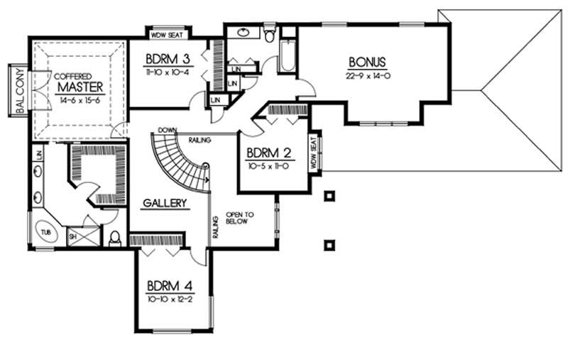 Floor Plan Second Story of European Plan #119-1201