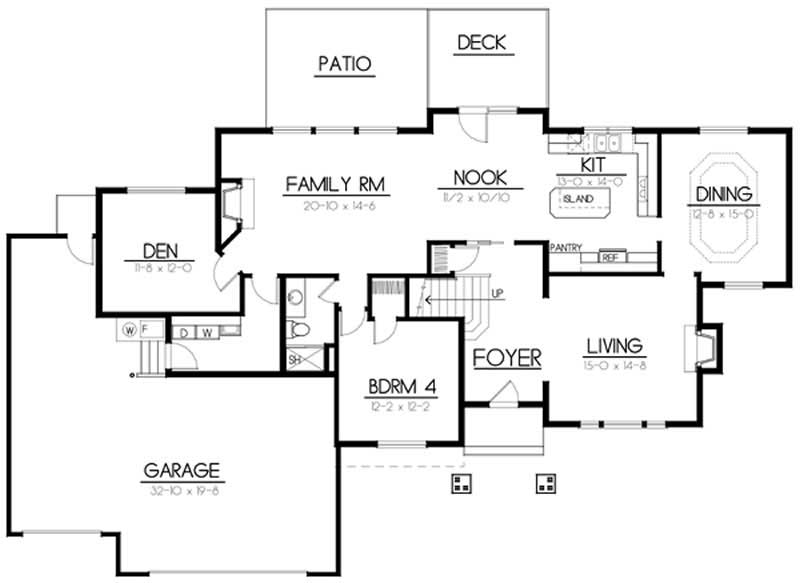 Floor Plan First Story of European Plan #119-1202
