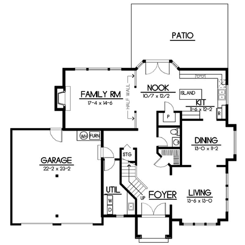Floor Plan First Story of Craftsman Plan #119-1203