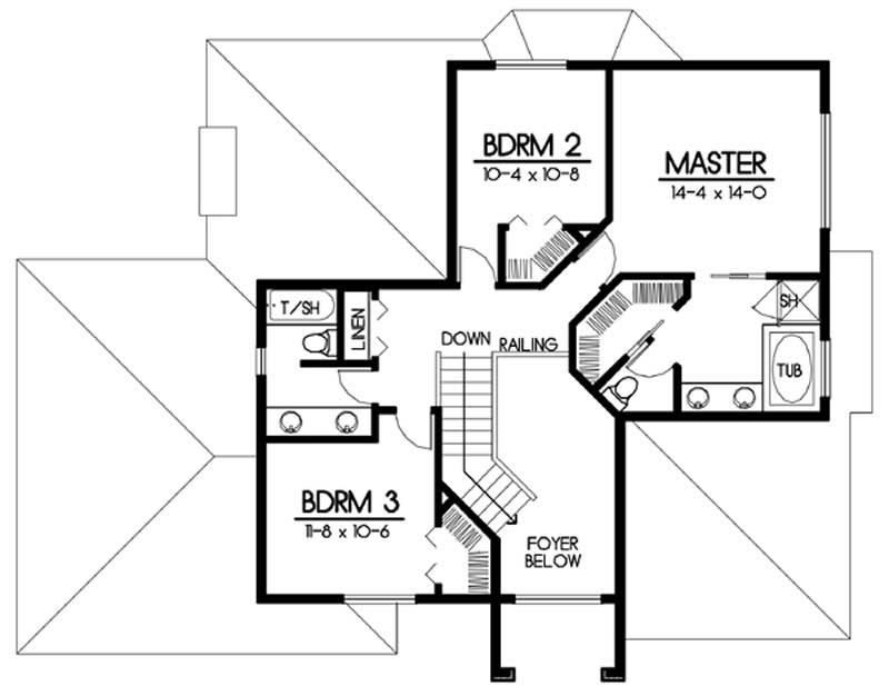 Floor Plan Second Story of Craftsman Plan #119-1203