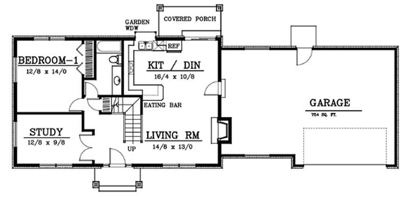 Floor Plan First Story of Cape Cod Plan #119-1204