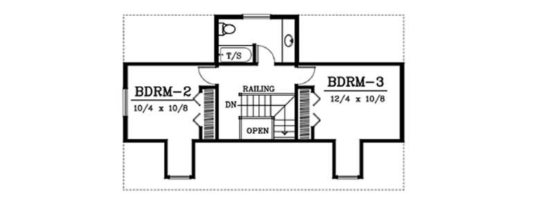 Floor Plan Second Story of Cape Cod Plan #119-1204