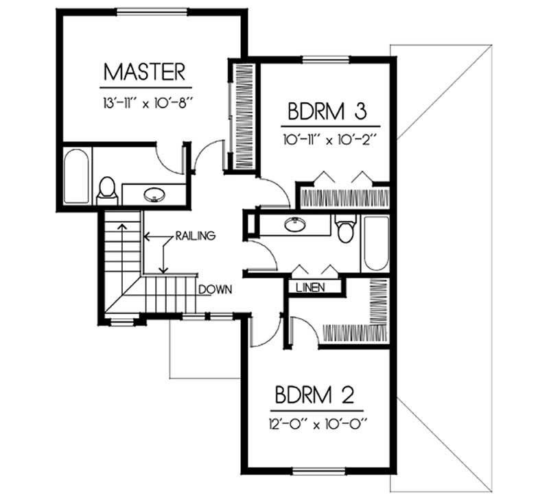 Floor Plan Second Story of Small House Plans #119-1205
