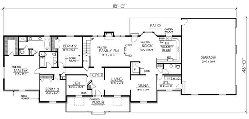 Floor Plan First Story of Country Plan #119-1208