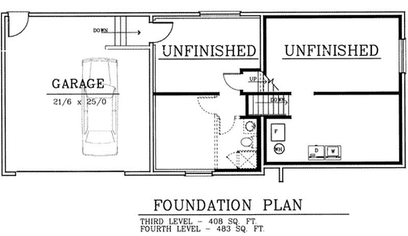 Floor Plan Basement of Ranch Plan #119-1209