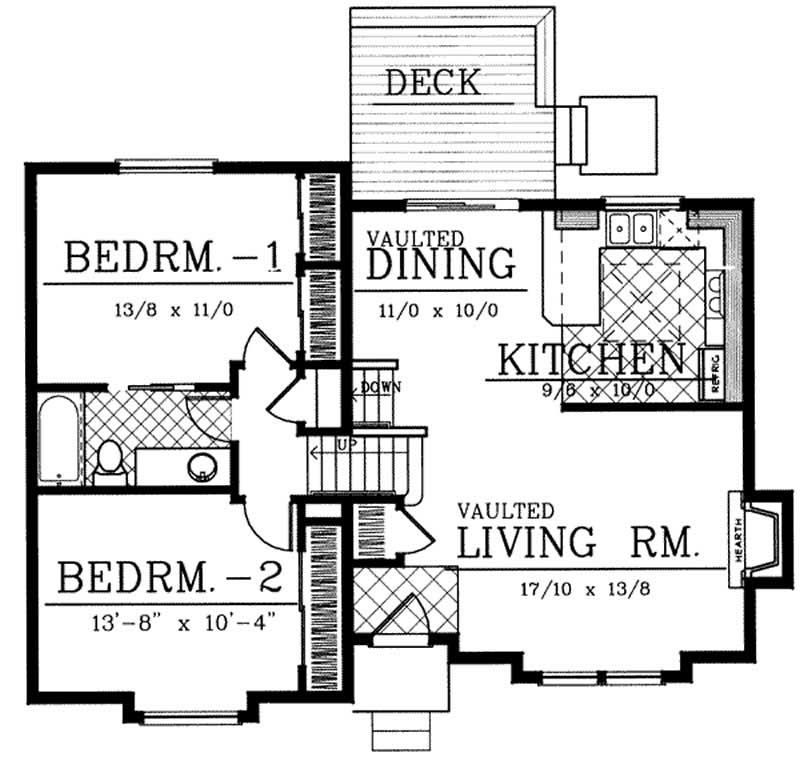 Floor Plan First Story of Ranch Plan #119-1209