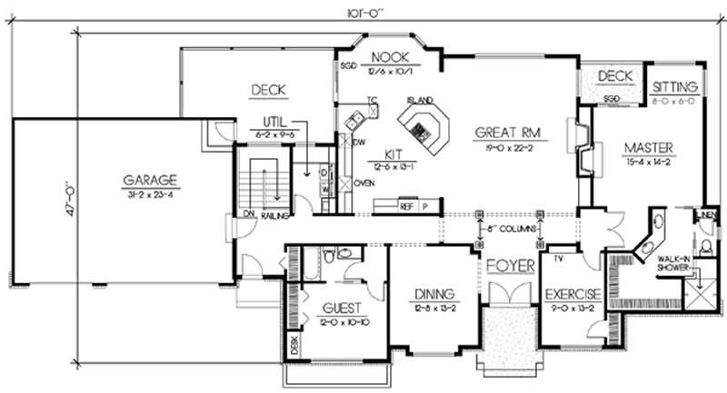 Floor Plan First Story of Contemporary Plan #119-1215