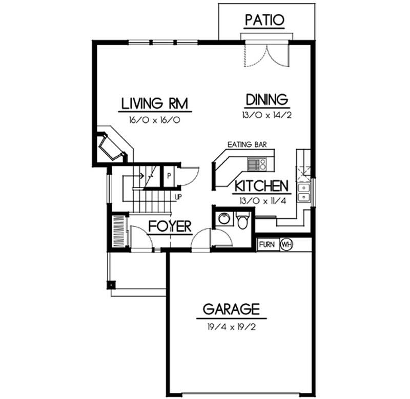 Floor Plan First Story of Ranch Plan #119-1216