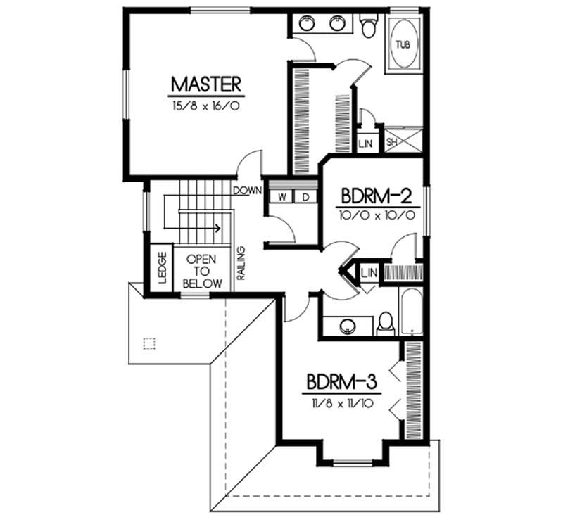 Floor Plan Second Story of Ranch Plan #119-1216