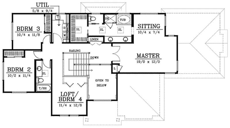 Floor Plan Second Story of Contemporary Plan #119-1217