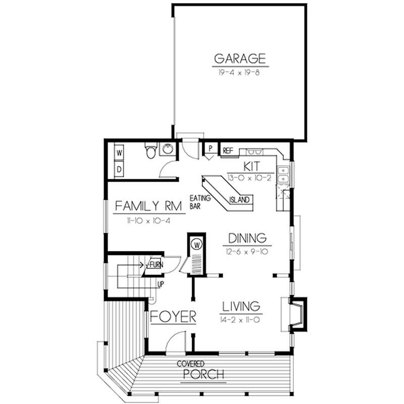Floor Plan First Story of Ranch Plan #119-1218
