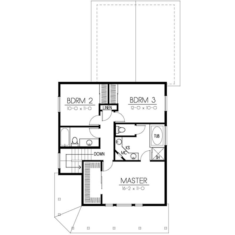 Floor Plan Second Story of Ranch Plan #119-1218